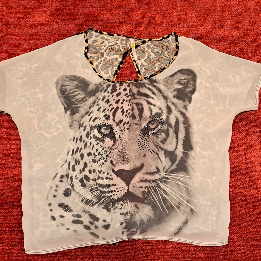 Leopard Print Women's Top - Gray